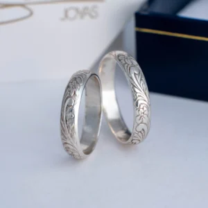 Argollas Flores Plata Fina