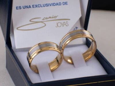 Argollas Bicolor En Oro Amarillo y Platino
